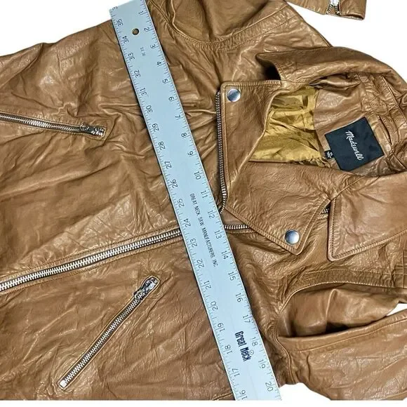 Madewell Jacket WMNS XL Brown Washed Lamb Leather Motorcycle Luxury NC112 $525
